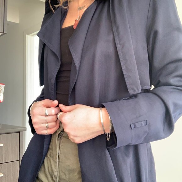 Aritzia Babaton Navy Trench Coat - Picture 2 of 6
